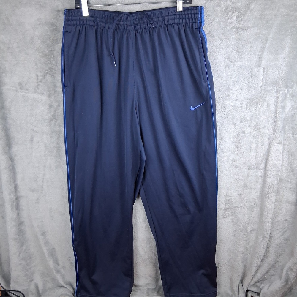Nike Baggy Track Pants Mens XL Navy Blue Drawstring Ankle Zip 383953-456